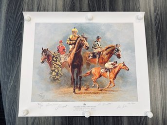 Signed Offset Lithograph Titled 'The American Triple Crown 19481978' By Renowned Equestrian Artist Fred Stone