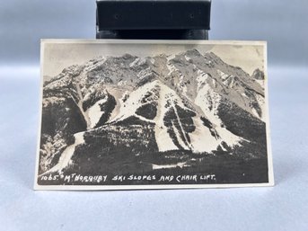 Vintage Black And White Postcard Mt. Norquay Ski Slopes And Chair Lift - Canada (Byron Harmon)