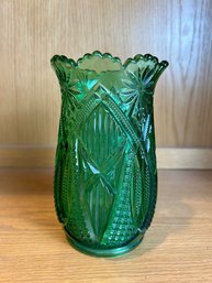 EAPG Green Glass Celery Vase