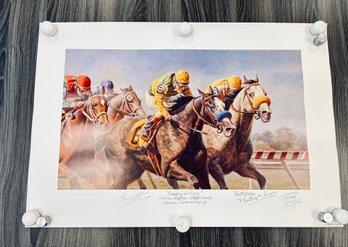 Ltd. Edition 'Rivalry In Grey' Signed By Artist Fred Stone & Jockey Gary Stevens