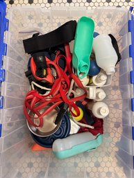 Tub Full Of Dog Supplies Leashes Collars And More