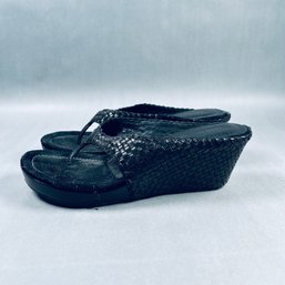 Donald J Pliner Woven Leather Wedge Sandals - Sz 8M