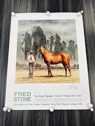 Print Of Famous Thoroughbred Racehorse Man O' War With His Groom Will Harbut, The Final Thunder