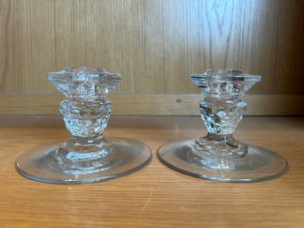 Pair Of Fostoria Low Candlesticks (Set #2)