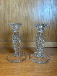 Pair Of Fostoria Tall Candlesticks