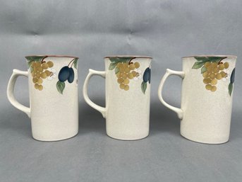 3 Mikasa Country Classics Fruit Panorama Mugs.