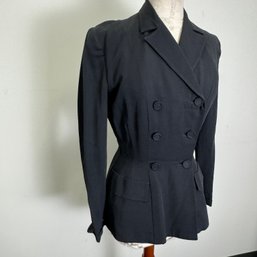 40s Black Double Breasted Grosgrain Jacket