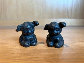 Two Vintage Cast Iron Puppies