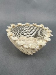 Belleek Heart Shaped Porcelain Basket.