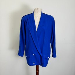 Double Breasted Medium Blue Jacket With Skirt By Lucien Daunois