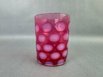 Fenton Cranberry Opalescent Coin Dot Glass