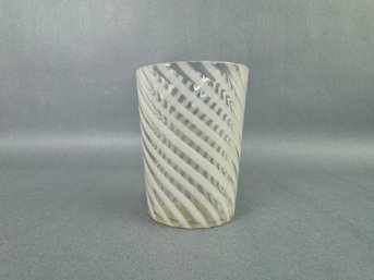 Hobbs Brockunier Opalescent White Swirl Glass