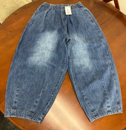 Elastic Waist Denim Jeans With Extra Wide Legs By Yesno