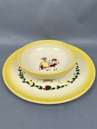 Brock Of California Farm Scene Plate And Bowl.