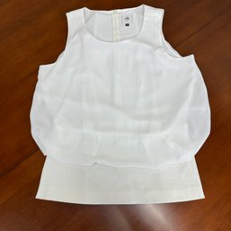 Cabi White Blousey Blouse With Zipper Back - Small