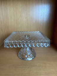 Square Fostoria America Square Pedastal Cake Plate