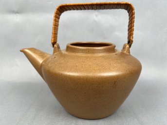 Wicker Handled Clay Tea Pot.