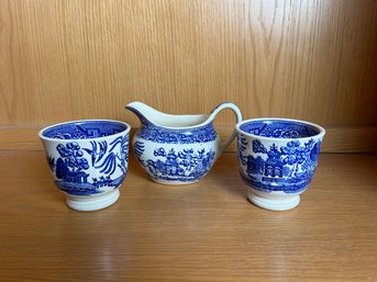 3 Pieces Of Early Blue Willow