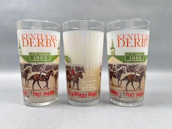 Kentucky Derby 111th, 1985 Set Of 3 Drinking Glasses