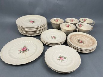 Lot Of Vintage Spodes Billingsley Rose Dishes.