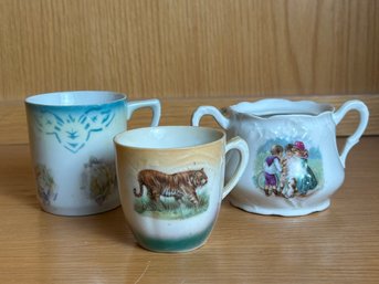 Group Of Three Small Transferware Porcelain China Pieces