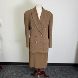 Black And Dark Tan Weave Double Breasted Suit By Suzelle