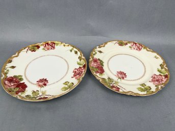 2 Limoges Rose Plates.