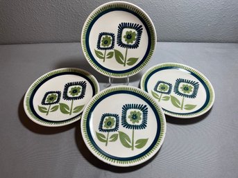 Set Of 4 Mid Century Royal China Cavalier Triple Treat Side Plates