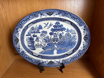 Large Blue Willow Oval Serving Platter