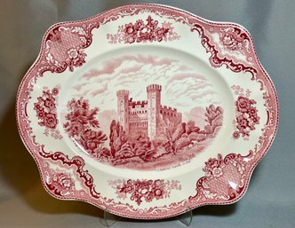 Johnson Brothers Old Britain Castles Red Transferware Platter - Staffordshire Castle