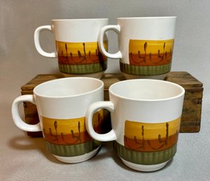 Set Of 4 Vintage Casual Ceram Galaxy Mugs