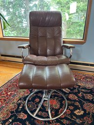 Vintage Ekornes Chrome Frame Chair And Ottoman