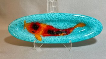 Oval Art Glass Koi Plate - Bedrock Industries, Seattle WA