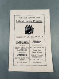 1918 Portage County Fair Official Racing Program