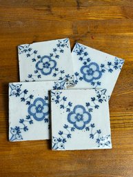 4 Vintage Blue & White Tiles