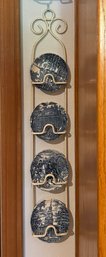 White Metal Plate Hanger With Liberty Blue Plates