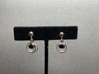 Sorrento Sterling & Hematite Small Drop Screw Back Earrings