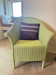 Vintage Green Wicker Side Chair & Accent Pillow (#2)