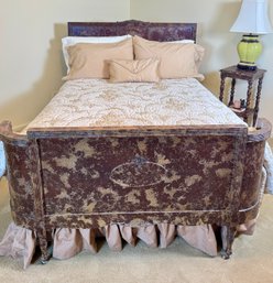 Full Vintage Bed With Decorative Finish And Mattress