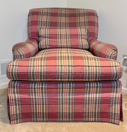 Taylor King Custom Upholstered Plaid Club Chair