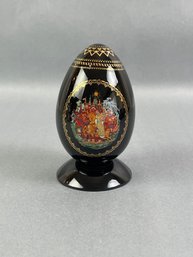 Russian Porcelain Egg Hand Painted With Accents In 24k Gold Signed