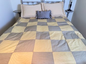 Queen Bedding Set: Checked Reversible Duvet, Comforter, Skirt, Sheets & Pillows