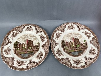 2 Vintage Johnson Bros China Blarney Castle In 1792