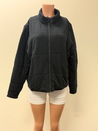 Three Dots Black Quilted Zippered Sweatshirt - Sz L
