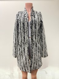 Tonia Debellis White And Black Woven Cardigan - Sz S/P