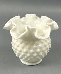 Vintage Fenton Hobnail Milk Glass Vase