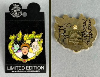 Autographed Ltd. Edition Disney Create-A-Pin Bad Girls Maleficent, Evil Queen & Cruella De Vil