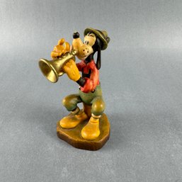 Anri Wood Figurine - Walt Disney - Goofy Playing Trumpet -
