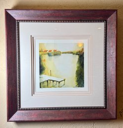 Watercolor Print - Waterfront, Signed Wagner, 10/450
