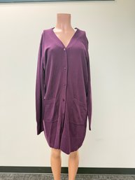 Oversized Plum Button Down Knit Cardigan